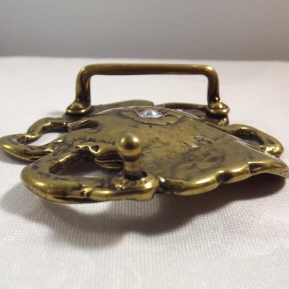 Ornate Floral Belt Buckle with Cut Outs and Rhinestones - Picture 4 of 8